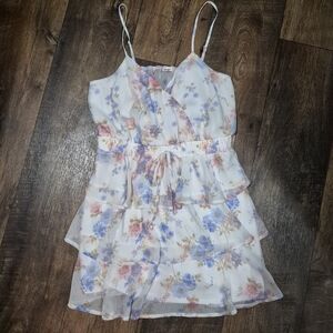 Mi ami Floral Mini Dress - White, Pink, Blue